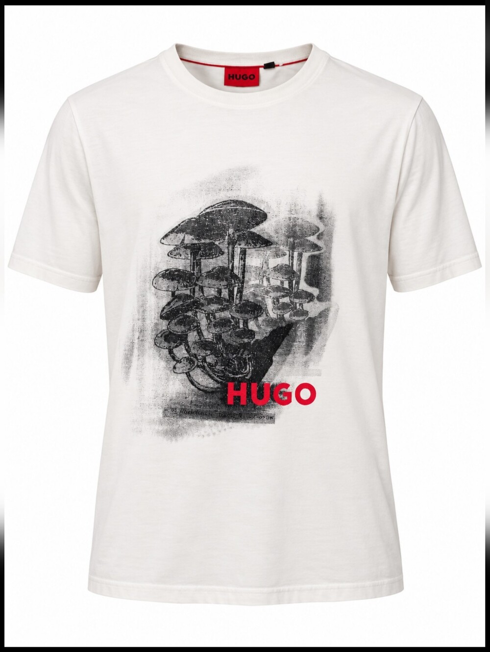 HUGO Boss Men’s L White Mushroom Graphic T-Shirt Relaxed Fit Streetwear